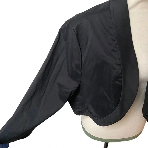 Vintage Niteline Black Open Front Bolero Jacket Cropped Formal Layering Large - Picture 5 of 13